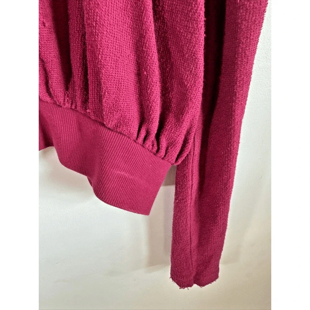 Free People Puff Sleeve Terry cloth‎ Magenta Long Sleeve Top Woman’s Medium